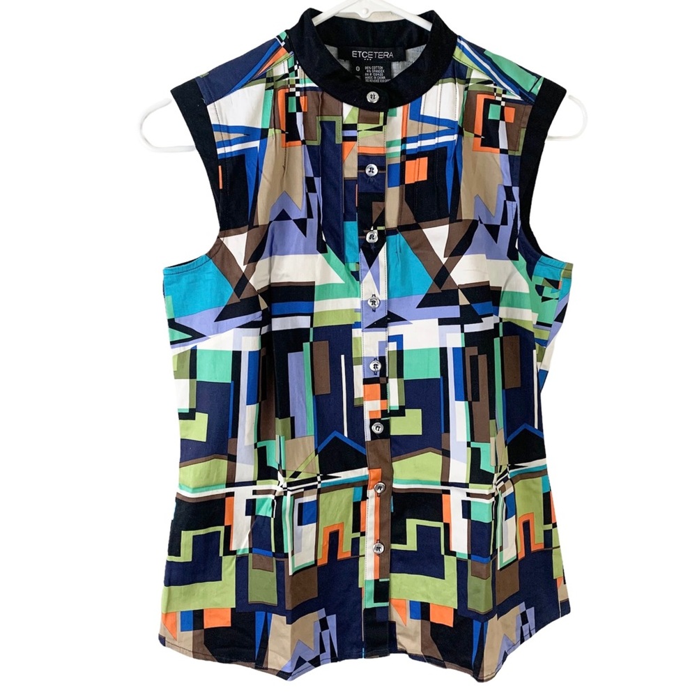Etcetera Multicolor Button Down Sleeveless Women’… - image 1